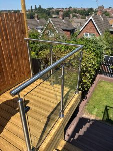 Close up image of a glass balustrade